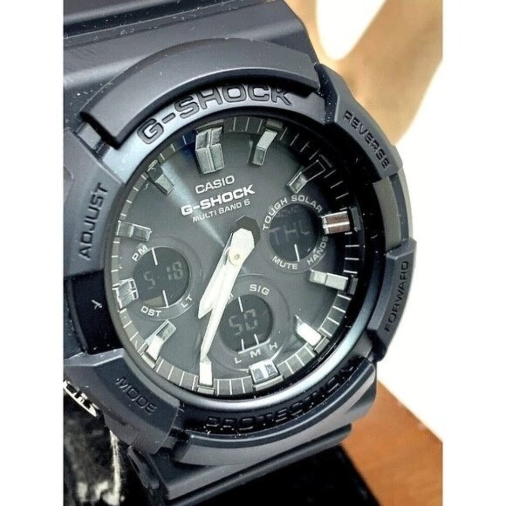 Casio Mens Watch G-Shock GAW100 Black Resin Analog Digital Tough Solar 48mm 5444